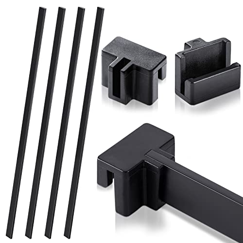Epakh 4 Stück PVC Schwarz Hängeregistraturen Ordnerschienen mit 8 Clips, 1 x 0,75 x 0,75 Zoll (Haken), 15,75 x 0,59 x 0,13 Zoll (Schienen), Büro, Heimgebrauch von Epakh