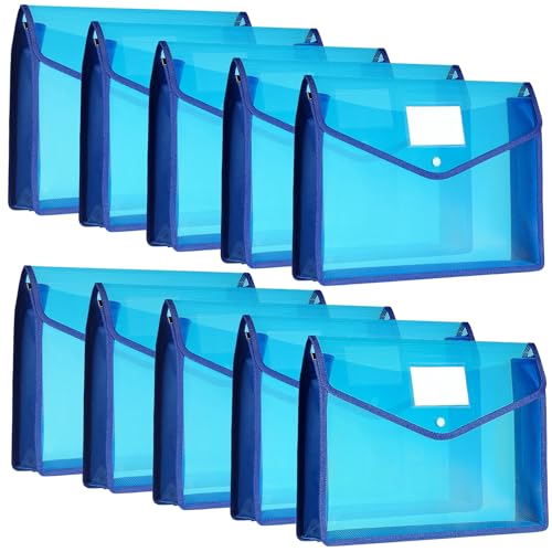 Dokumentenmappe aus Kunststoff, mit Schnappverschluss und Tasche, B4, wasserdicht, transparent, für Schule, Büro, Blau, horizontal, 10 Stück Dokumentenmappe aus Kunststoff, mit Schnappverschluss und Tasche, B4, wasserdicht, transparent, für Schule, Büro, Blau, horizontal, 10 Stück von Epakh