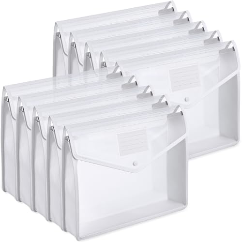 Dokumentenmappe aus Kunststoff, mit Schnappverschluss und Tasche, B4, wasserdicht, transparent, für Schule, Büro, Weiß, horizontal, 10 Stück Dokumentenmappe aus Kunststoff, mit Schnappverschluss und Tasche, B4, wasserdicht, transparent, für Schule, Büro, Weiß, horizontal, 10 Stück von Epakh