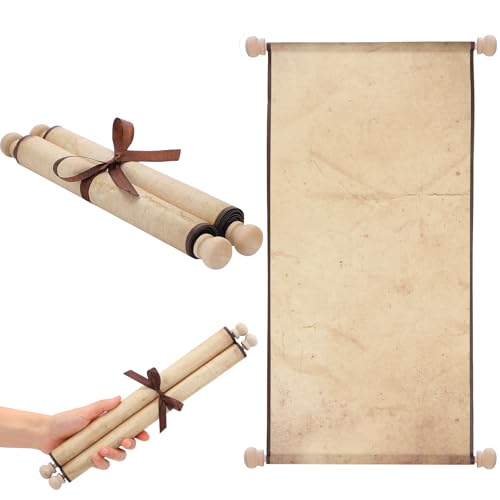 Epakh 1 Packung leere Papierrollen auf Holzstab zum Schreiben, Zeichnen, Kalligraphie, Hochzeitsgelübde, Cosplay-Requisiten, Renaissance-Festivals, Tisch-Rollenspiele (Retro, 28,9 x 48,3 cm) von Epakh