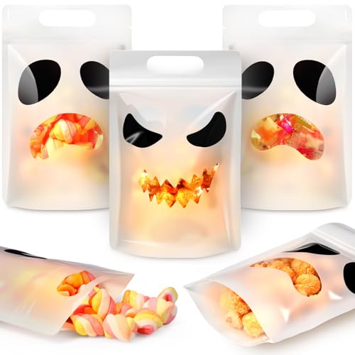 Epakh 100 Stück Halloween Leckerlibeutel Großpackung Reißverschluss Seal Ghost Kunststoff Goodie Bags mit Griffen Klares Fenster Schwarz Weiß Geschenkpapier für Party Favors Trick or Treat Snack Epakh 100 Stück Halloween Leckerlibeutel Großpackung Reißverschluss Seal Ghost Kunststoff Goodie Bags mit Griffen Klares Fenster Schwarz Weiß Geschenkpapier für Party Favors Trick or Treat Snack von Epakh