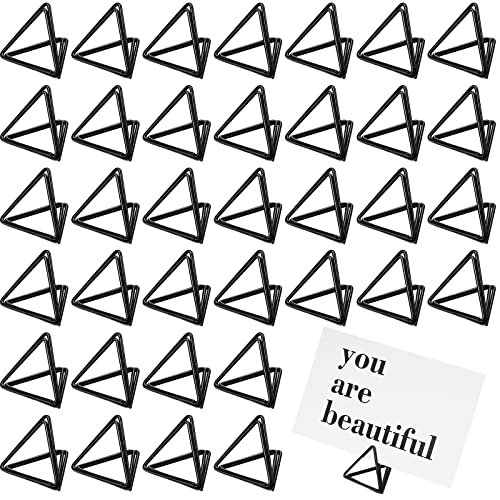 Epakh Tischkartenhalter in Dreiecksform, Tischnummernhalter, Hochzeit, Tischkartenhalter, Mini-Namenskartenhalter, Platzset, Bilder-Clips, Ständer für Tafelaufsatz, Jahrestag, Party, Schwarz, 100 von Epakh