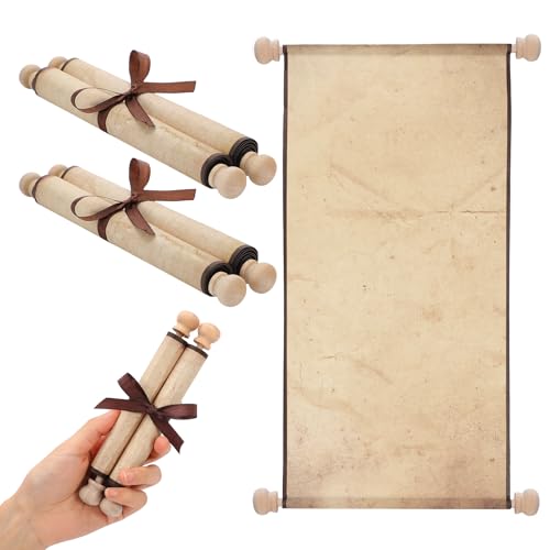 Epakh Blanko-Papierrollen auf Holzstab gewickelt zum Schreiben, Zeichnen, Kalligraphie, Hochzeitsgelübde, Einladungen, Renaissance-Festivals (alte Farbe, 12,7 x 30,5 cm), 2 Stück von Epakh