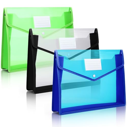 Epakh Fächermappen, B4, Kunststoff, für Schule, Klassenzimmer, Umschlag, Dokumenten-Organizer, bunter Quittungs-Organizer mit Schnappverschluss, für Büro, Weiß, Grün, Blau, 3 Stück Epakh Fächermappen, B4, Kunststoff, für Schule, Klassenzimmer, Umschlag, Dokumenten-Organizer, bunter Quittungs-Organizer mit Schnappverschluss, für Büro, Weiß, Grün, Blau, 3 Stück von Epakh