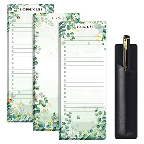 Epakh Magnetischer Notizblock, Listenblöcke, Magnet, für Lebensmittel, Kühlschrank, Notizblock, Memo mit Stifthalter aus PU-Leder, 7,6 x 20,1 cm, Eukalyptusblatt, 3 Sets Epakh Magnetischer Notizblock, Listenblöcke, Magnet, für Lebensmittel, Kühlschrank, Notizblock, Memo mit Stifthalter aus PU-Leder, 7,6 x 20,1 cm, Eukalyptusblatt, 3 Sets von Epakh
