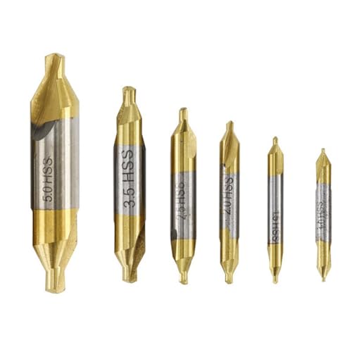 Epdpekc 6 Stück Zentrierbohrer-Baugruppe Gold & Silber 1,0 1,5 2 2,5 3,5 5,0 mm Ist für die Metallbearbeitung auf Drehmaschinen Geeignet Epdpekc 6 Stück Zentrierbohrer-Baugruppe Gold & Silber 1,0 1,5 2 2,5 3,5 5,0 mm Ist für die Metallbearbeitung auf Drehmaschinen Geeignet von Epdpekc