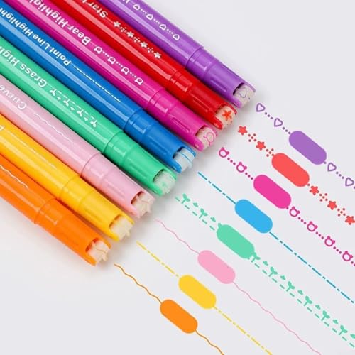 EpheyFIF 8-teiliges Kurvenstifte-Set, Doppelspitzen-Highlighter-Stifte mit 8 verschiedenen Kurvenformen zum Schreiben, Zeichnen, Notizen, Journaling, Kartenherstellung, Kunstwerke, Malbücher EpheyFIF 8-teiliges Kurvenstifte-Set, Doppelspitzen-Highlighter-Stifte mit 8 verschiedenen Kurvenformen zum Schreiben, Zeichnen, Notizen, Journaling, Kartenherstellung, Kunstwerke, Malbücher von EpheyFIF
