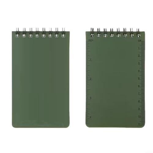 EpheyFIF Wasserdichtes Notizbuch, Allwetter-Notizblock, 7,6 x 12,7 cm, kleiner Notizblock mit liniertem grünem Stroh-Zellstoffpapier, Spiralbindung, für Outdoor-Enthusiasten, Reisende, Wanderer von EpheyFIF