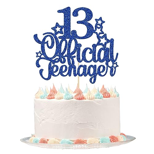 1 Packung 13 offizielle Teenager Kuchen Topper Glitzer 13. Geburtstag Kuchen Pick Dekorationen für Teen 13. Geburtstag Party Supplies Deep Blue von Ephlyn