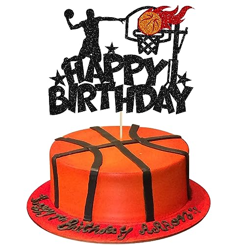 1 x Basketball-Kuchenaufsatz "Happy Birthday", Glitzer, Basketball, Sport, Thema, Geburtstagskuchen, Pick für Basketball-Thema, Babyparty, Geburtstagsparty, Kuchendekorationen 1 x Basketball-Kuchenaufsatz "Happy Birthday", Glitzer, Basketball, Sport, Thema, Geburtstagskuchen, Pick für Basketball-Thema, Babyparty, Geburtstagsparty, Kuchendekorationen von Ephlyn