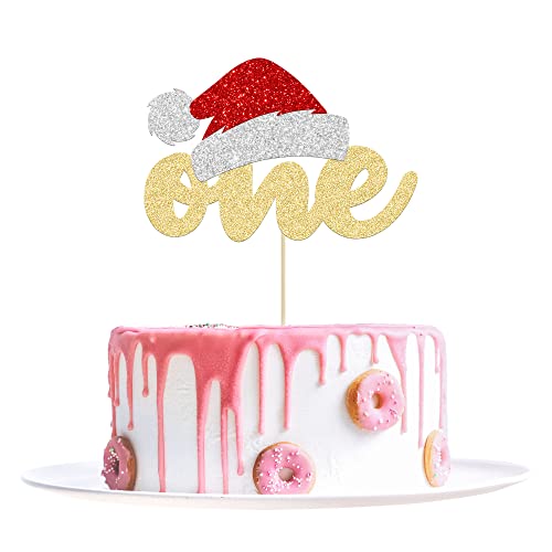 1 x Weihnachts-Tortenaufsatz mit glitzerndem Weihnachtsmannhut, zum ersten Geburtstag, Kuchendekoration, Dekorationen für Winter, Weihnachten, erster Geburtstag, Babyparty, Partyzubehör 1 x Weihnachts-Tortenaufsatz mit glitzerndem Weihnachtsmannhut, zum ersten Geburtstag, Kuchendekoration, Dekorationen für Winter, Weihnachten, erster Geburtstag, Babyparty, Partyzubehör von Ephlyn