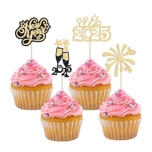 24 Stück 2025 Happy New Year Cupcake Topper Gold Glitzer Hello 2025 Cupcake Topper Cheers to 2025 Champagner Cupcake Topper Feuerwerk Kuchen Picks für Silvester Party Dekor Supplies 24 Stück 2025 Happy New Year Cupcake Topper Gold Glitzer Hello 2025 Cupcake Topper Cheers to 2025 Champagner Cupcake Topper Feuerwerk Kuchen Picks für Silvester Party Dekor Supplies von Ephlyn
