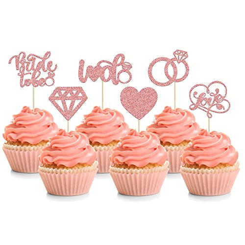 24 Stück Cupcake-Topper "Bride To Be" Roségold Glitzer Love I Do Kuchen Dekorationen Herz Ring Diamant Cupcake Picks Hochzeit Verlobung Brautdusche Party Kuchen Dekorationen Zubehör 24 Stück Cupcake-Topper "Bride To Be" Roségold Glitzer Love I Do Kuchen Dekorationen Herz Ring Diamant Cupcake Picks Hochzeit Verlobung Brautdusche Party Kuchen Dekorationen Zubehör von Ephlyn