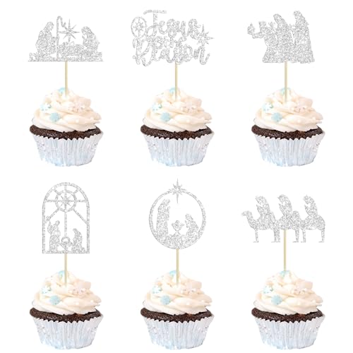 24 Stück Jesus Weihnachten Cupcake Topper Glitzer Religion Weihnachten Cupcake Picks Babyparty Gebet Weihnachtsdekoration Party Dekoration Supplies Silber 24 Stück Jesus Weihnachten Cupcake Topper Glitzer Religion Weihnachten Cupcake Picks Babyparty Gebet Weihnachtsdekoration Party Dekoration Supplies Silber von Ephlyn