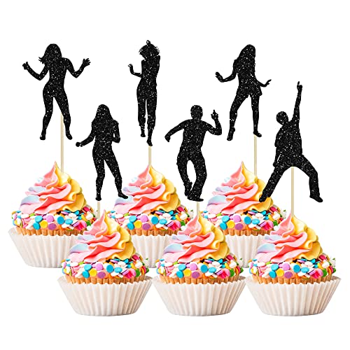 24 Stück tanzende Cupcake-Topper, glitzernd, Hip-Hop-Thema, Kuchendekoration für Geburtstagskuchen, Dekoration für Hochzeit, Jahrestag, Musik-Partyzubehör 24 Stück tanzende Cupcake-Topper, glitzernd, Hip-Hop-Thema, Kuchendekoration für Geburtstagskuchen, Dekoration für Hochzeit, Jahrestag, Musik-Partyzubehör von Ephlyn