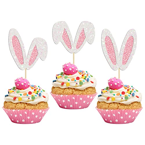 Cupcake-Aufsätze mit glitzernden Hasenohren, Osterhasen-Thema, Happy Birthday, Cupcake-Picks für Hasen, Happy Easter, Babyparty, Geburtstag, Frühling, Ostern, Party, Kuchendekorationen, 24 Stück Cupcake-Aufsätze mit glitzernden Hasenohren, Osterhasen-Thema, Happy Birthday, Cupcake-Picks für Hasen, Happy Easter, Babyparty, Geburtstag, Frühling, Ostern, Party, Kuchendekorationen, 24 Stück von Ephlyn