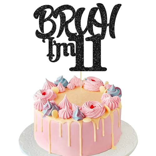 Ephlyn 1 x Bruh I'm 11 Tortenaufsatz mit Glitzer, "Happy 11th Birthday", Bro I'm 11 It's My 11th Birthday, Kuchendekoration für Cheers to 11 Jahre, Party-Dekorationen, Zubehör, Schwarz Ephlyn 1 x Bruh I'm 11 Tortenaufsatz mit Glitzer, "Happy 11th Birthday", Bro I'm 11 It's My 11th Birthday, Kuchendekoration für Cheers to 11 Jahre, Party-Dekorationen, Zubehör, Schwarz von Ephlyn