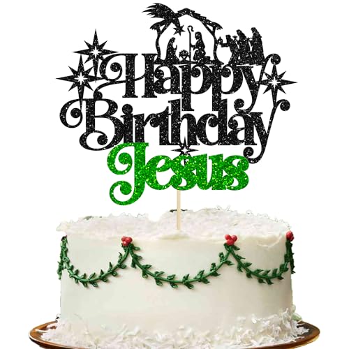 Ephlyn 1 x Happy Birthday Jesus Tortenaufsatz Glitzer Frohe Weihnachten Krippe Jesus Geburtstag Kuchen Pick für Krippe Thema Weihnachten Jesus Geburtstag Party Kuchen Dekorationen Zubehör Grün Ephlyn 1 x Happy Birthday Jesus Tortenaufsatz Glitzer Frohe Weihnachten Krippe Jesus Geburtstag Kuchen Pick für Krippe Thema Weihnachten Jesus Geburtstag Party Kuchen Dekorationen Zubehör Grün von Ephlyn