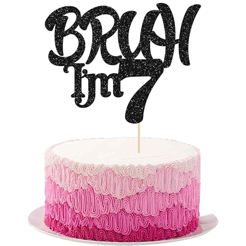Ephlyn 1 x Tortenaufsatz Bruh I'm 7, glitzernd, "Happy 7th Birthday", Bro I'm 7 It's My 7th Birthday, Kuchendekoration für Cheers to 7 Jahre, Party-Dekorationen, Zubehör, Schwarz Ephlyn 1 x Tortenaufsatz Bruh I'm 7, glitzernd, "Happy 7th Birthday", Bro I'm 7 It's My 7th Birthday, Kuchendekoration für Cheers to 7 Jahre, Party-Dekorationen, Zubehör, Schwarz von Ephlyn