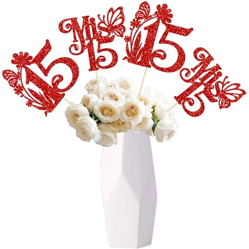 Ephlyn 12 Stück Happy 15th Birthday Tafelaufsätze Hello 15 Sweet 15 Tischblumen Tafelaufsätze Sticks Fifteen Mis 15 Quitten Blumendekorationen für Prost bis 15 Themenjubiläum Partyzubehör rot Ephlyn 12 Stück Happy 15th Birthday Tafelaufsätze Hello 15 Sweet 15 Tischblumen Tafelaufsätze Sticks Fifteen Mis 15 Quitten Blumendekorationen für Prost bis 15 Themenjubiläum Partyzubehör rot von Ephlyn