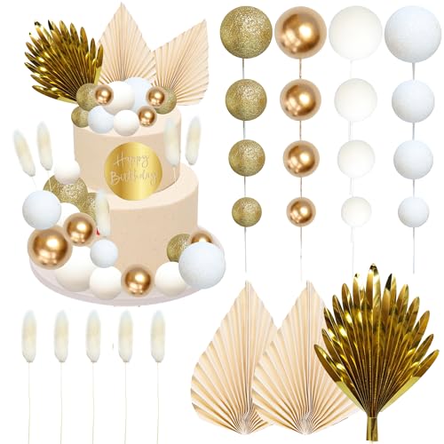 Ephlyn 33 Stück Kugeln Kuchen Topper Boho Palmblätter Kuchen Dekorationen Runde Acryl Happy Birthday Cupcake Toppers für Geburtstag Hochzeit Baby Shower Party Supplies Gold Weiß Ephlyn 33 Stück Kugeln Kuchen Topper Boho Palmblätter Kuchen Dekorationen Runde Acryl Happy Birthday Cupcake Toppers für Geburtstag Hochzeit Baby Shower Party Supplies Gold Weiß von Ephlyn
