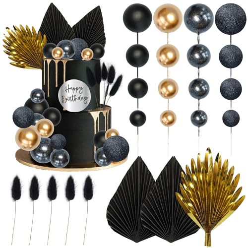 Ephlyn 33 Stück Kugeln Kuchen Topper Boho Palmblätter Kuchen Dekorationen Runde Acryl Happy Birthday Cupcake Toppers für Geburtstag Hochzeit Baby Shower Party Supplies Schwarz Gold Ephlyn 33 Stück Kugeln Kuchen Topper Boho Palmblätter Kuchen Dekorationen Runde Acryl Happy Birthday Cupcake Toppers für Geburtstag Hochzeit Baby Shower Party Supplies Schwarz Gold von Ephlyn