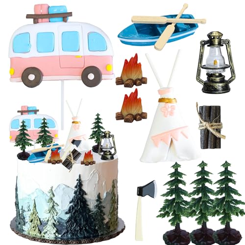 Ephlyn Camping-Kuchenaufsatz, Camping-Party-Dekorationsset, Wald-Lagerfeuer, Kuchenspieß für Happy Camping-Themenparty, DIY-Kuchendekorationen, Zubehör, Rosa, 12 Stück Ephlyn Camping-Kuchenaufsatz, Camping-Party-Dekorationsset, Wald-Lagerfeuer, Kuchenspieß für Happy Camping-Themenparty, DIY-Kuchendekorationen, Zubehör, Rosa, 12 Stück von Ephlyn