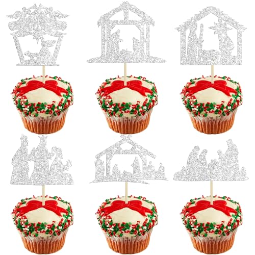 Ephlyn Cupcake-Topper für Weihnachtskrippen, glitzernd, religiöse Weihnachten, Heilige Krippe, Cupcake-Picks für Krippe, Thema, Weihnachten, Jesus, Geburtstag, Party, Kuchendekorationen, Zubehör, Ephlyn Cupcake-Topper für Weihnachtskrippen, glitzernd, religiöse Weihnachten, Heilige Krippe, Cupcake-Picks für Krippe, Thema, Weihnachten, Jesus, Geburtstag, Party, Kuchendekorationen, Zubehör, von Ephlyn