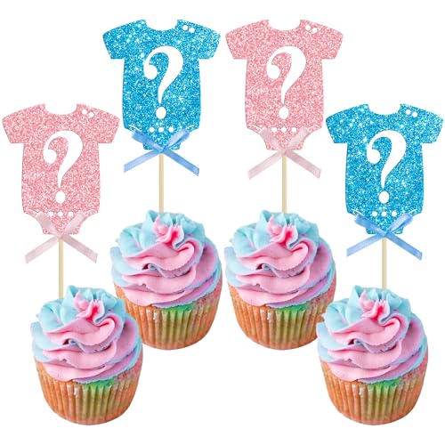Ephlyn Cupcake-Topper mit Glitzer, rosa und blauer Schleife, Einteiler, Fragezeichen, Junge oder Mädchen, Kuchendekoration, Dekoration für Babyparty, Thema, Geschlecht, Kindergeburtstag, Partyzubehör, Ephlyn Cupcake-Topper mit Glitzer, rosa und blauer Schleife, Einteiler, Fragezeichen, Junge oder Mädchen, Kuchendekoration, Dekoration für Babyparty, Thema, Geschlecht, Kindergeburtstag, Partyzubehör, von Ephlyn