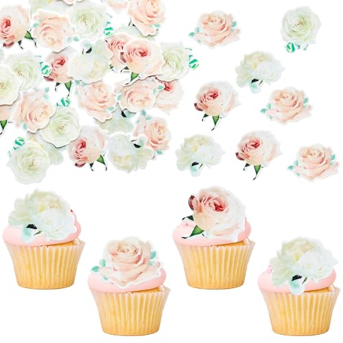 Ephlyn Cupcake-Topper mit Rosenmotiv, Esspapier, Rose, essbare Cupcake-Dekorationen für Rosen, Thema, Hochzeit, Verlobung, Valentinstag, Geburtstag, Party, Dekoration, Zubehör, Weiß, 48 Stück Ephlyn Cupcake-Topper mit Rosenmotiv, Esspapier, Rose, essbare Cupcake-Dekorationen für Rosen, Thema, Hochzeit, Verlobung, Valentinstag, Geburtstag, Party, Dekoration, Zubehör, Weiß, 48 Stück von Ephlyn