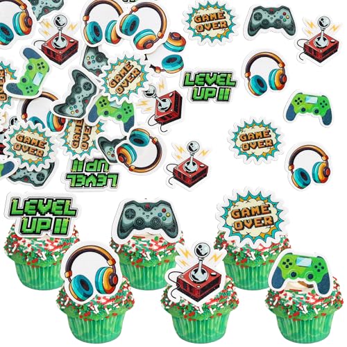 Ephlyn Essbare Videospiel-Cupcake-Topper, Oblatenpapier, Spiel auf Controllern, Cupcake-Picks, essbare Gamepad-Kuchendekorationen für Spielthemen, Geburtstag, Jahrestag, Partyzubehör, 48 Stück Ephlyn Essbare Videospiel-Cupcake-Topper, Oblatenpapier, Spiel auf Controllern, Cupcake-Picks, essbare Gamepad-Kuchendekorationen für Spielthemen, Geburtstag, Jahrestag, Partyzubehör, 48 Stück von Ephlyn