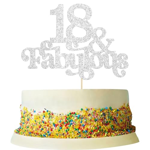 Ephlyn Tortenaufsatz, 18 & Fabulous, glitzernd, 18 und fabelhafte Tortenaufsätze, Happy 18th Birthday, Kuchendekoration für 18. Hochzeitstag, Geburtstag, Party-Dekoration, Zubehör, Silber Ephlyn Tortenaufsatz, 18 & Fabulous, glitzernd, 18 und fabelhafte Tortenaufsätze, Happy 18th Birthday, Kuchendekoration für 18. Hochzeitstag, Geburtstag, Party-Dekoration, Zubehör, Silber von Ephlyn