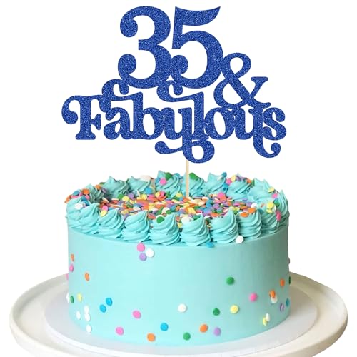 Ephlyn Tortenaufsatz, 35 & Fabulous, glitzernd, 35. Geburtstag, Party-Dekoration, Blau, 1 Stück Ephlyn Tortenaufsatz, 35 & Fabulous, glitzernd, 35. Geburtstag, Party-Dekoration, Blau, 1 Stück von Ephlyn