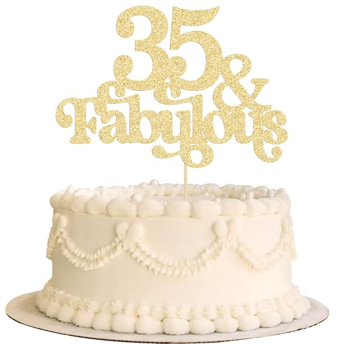 Ephlyn Tortenaufsatz, 35 & Fabulous, glitzernd, 35. Geburtstag, Party-Dekoration, goldfarben, 1 Stück Ephlyn Tortenaufsatz, 35 & Fabulous, glitzernd, 35. Geburtstag, Party-Dekoration, goldfarben, 1 Stück von Ephlyn