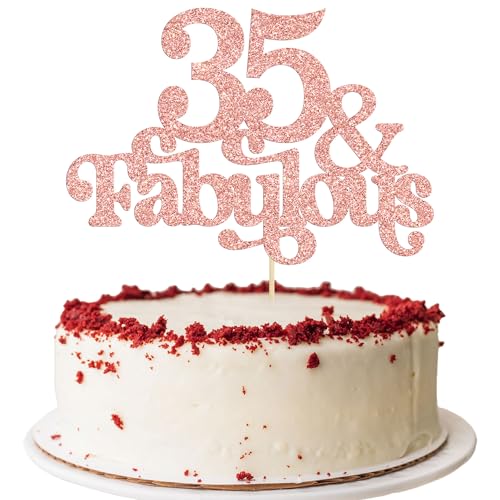Ephlyn Tortenaufsatz, 35 & Fabulous Glitzer, 35 und fabelhafte Kuchendekoration, Happy 35th Birthday, Kuchendekoration für 35. Hochzeitstag, Geburtstag, Party-Dekoration, Zubehör, Roségold, 1 Stück Ephlyn Tortenaufsatz, 35 & Fabulous Glitzer, 35 und fabelhafte Kuchendekoration, Happy 35th Birthday, Kuchendekoration für 35. Hochzeitstag, Geburtstag, Party-Dekoration, Zubehör, Roségold, 1 Stück von Ephlyn