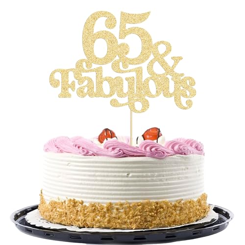Ephlyn Tortenaufsatz, 65 & Fabulous, glitzernd, Fünfundsechzig und fabelhaft, Kuchendekoration "Happy 65th Birthday", für 65. Hochzeitstag, Geburtstag, Party-Dekoration, Zubehör, goldfarben, 1 Stück Ephlyn Tortenaufsatz, 65 & Fabulous, glitzernd, Fünfundsechzig und fabelhaft, Kuchendekoration "Happy 65th Birthday", für 65. Hochzeitstag, Geburtstag, Party-Dekoration, Zubehör, goldfarben, 1 Stück von Ephlyn