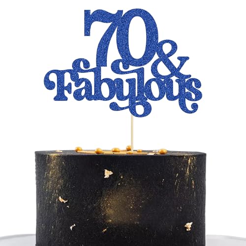 Ephlyn Tortenaufsatz, 70 & Fabulous, glitzernd, 70 und fabelhafte Kuchenaufsätze, Happy 70th Birthday, Kuchendekoration für 70. Hochzeitstag, Geburtstag, Party-Dekoration, Zubehör, Blau, 1 Stück Ephlyn Tortenaufsatz, 70 & Fabulous, glitzernd, 70 und fabelhafte Kuchenaufsätze, Happy 70th Birthday, Kuchendekoration für 70. Hochzeitstag, Geburtstag, Party-Dekoration, Zubehör, Blau, 1 Stück von Ephlyn