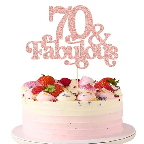Ephlyn Tortenaufsatz, 70 & Fabulous, glitzernd, 70 und fabelhafte Kuchendekoration, Happy 70th Birthday, Kuchendekoration für 70. Hochzeitstag, Geburtstag, Party-Dekoration, Zubehör, Roségold, 1 Stück Ephlyn Tortenaufsatz, 70 & Fabulous, glitzernd, 70 und fabelhafte Kuchendekoration, Happy 70th Birthday, Kuchendekoration für 70. Hochzeitstag, Geburtstag, Party-Dekoration, Zubehör, Roségold, 1 Stück von Ephlyn