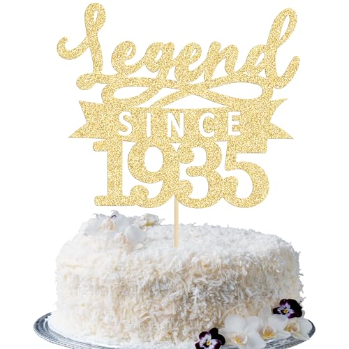 Ephlyn Tortenaufsatz, Motiv: Legende seit 1935, glitzernd, zum 90. Geburtstag, Kuchendekoration zum 90. Geburtstag, Party-Dekoration, goldfarben, 1 Stück Ephlyn Tortenaufsatz, Motiv: Legende seit 1935, glitzernd, zum 90. Geburtstag, Kuchendekoration zum 90. Geburtstag, Party-Dekoration, goldfarben, 1 Stück von Ephlyn