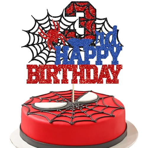 Ephlyn Tortenaufsatz "Happy 3rd Birthday", Glitzer-Spinnen-Thema, Happy Third Birthday, Kuchendekoration für Männer, Jungen, Kinder, 3 Jahre Geburtstag, Partyzubehör, 1 Stück Ephlyn Tortenaufsatz "Happy 3rd Birthday", Glitzer-Spinnen-Thema, Happy Third Birthday, Kuchendekoration für Männer, Jungen, Kinder, 3 Jahre Geburtstag, Partyzubehör, 1 Stück von Ephlyn