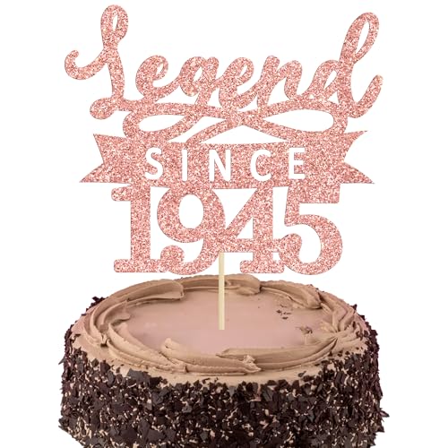 Ephlyn Tortenaufsatz mit Aufschrift "Legend Since 4,940.3 cm, glitzernd, 80. Geburtstag, Kuchendekoration, für 80. Geburtstag, Jahrestag, Party-Dekoration, Roségold, 1 Stück Ephlyn Tortenaufsatz mit Aufschrift "Legend Since 4,940.3 cm, glitzernd, 80. Geburtstag, Kuchendekoration, für 80. Geburtstag, Jahrestag, Party-Dekoration, Roségold, 1 Stück von Ephlyn