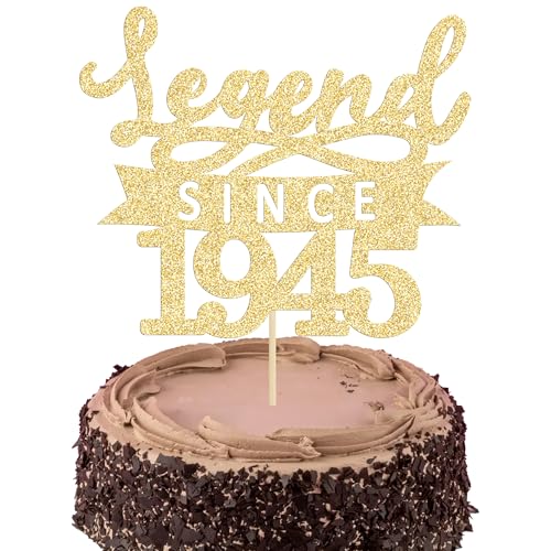 Ephlyn Tortenaufsatz mit Aufschrift "Legend Since 4,940.3 cm, glitzernd, 80. Geburtstag, Kuchendekoration zum 80. Geburtstag, Party-Dekoration, goldfarben, 1 Stück Ephlyn Tortenaufsatz mit Aufschrift "Legend Since 4,940.3 cm, glitzernd, 80. Geburtstag, Kuchendekoration zum 80. Geburtstag, Party-Dekoration, goldfarben, 1 Stück von Ephlyn