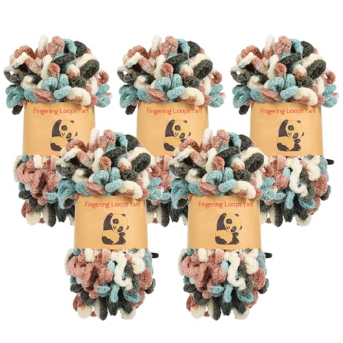 5-teiliges grobes Garn-Set, 100 % Polyester, Schlaufengarne, Deckengarn für selbstgemachte Schals und Taschen, mehrfarbiges Chenille mit Alpaka-Etikett, 5er-Pack, Bastelset für Anfänger von Epicover