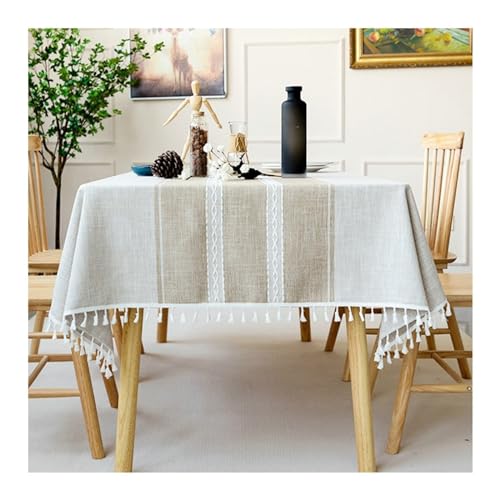 Epinki Tischdecke, Kaffee-Quaste Tischtücher Streifen mit Quaste Polyester, Tischdecke Geburtstag Garten Zimmer Tischdekoration Geeignet für Home Küche Dekoration, 140x220CM Epinki Tischdecke, Kaffee-Quaste Tischtücher Streifen mit Quaste Polyester, Tischdecke Geburtstag Garten Zimmer Tischdekoration Geeignet für Home Küche Dekoration, 140x220CM von Epinki