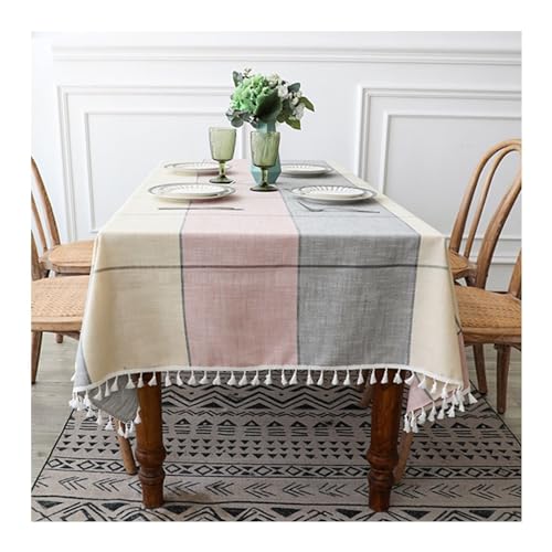 Epinki Tischtuch, Rose Tischdecken Kariert mit Quaste Polyester, Tischtuch Deko Garten Zimmer Tischdekoration für Wohnzimmer, Esszimmer, Balkon, Garten, 140x220CM Epinki Tischtuch, Rose Tischdecken Kariert mit Quaste Polyester, Tischtuch Deko Garten Zimmer Tischdekoration für Wohnzimmer, Esszimmer, Balkon, Garten, 140x220CM von Epinki