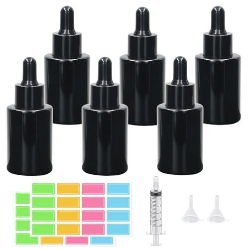 6 Pcs 30ml Schwarz Pipettenflasche, glasflasche Tropfflasche Pipettenflaschen Apothekerflasche mit Dropper Pipette Glas Glasflaschen für Ätherisches Öl für Ätherische Öl,Parfümöle (schwarz, 30ml) 6 Pcs 30ml Schwarz Pipettenflasche, glasflasche Tropfflasche Pipettenflaschen Apothekerflasche mit Dropper Pipette Glas Glasflaschen für Ätherisches Öl für Ätherische Öl,Parfümöle (schwarz, 30ml) von Episkey