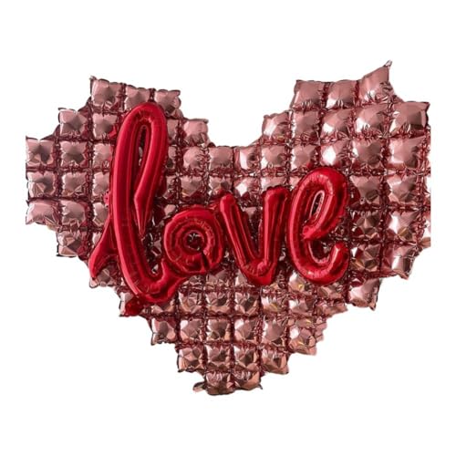Epodmalx Herzförmiger Folienballon für die Wand, Luftballons mit Liebesbuchstaben für Hochzeitsfeier, Frohes Valentinstag, E von Epodmalx