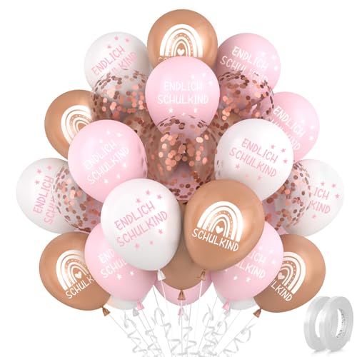 30 Stück Einschulung Luftballons, Rosa Einschulung Deko Mädchen, Endlich Schulkind Deko Luftballon, Schulanfang Schuleinführung Ballons, für Einschulung Party Schulstart Deko Kinder von Epokus