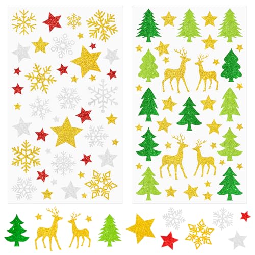 336x Aufkleber Weihnachten, Glitzer Weihnachtsbaum Sticker, 8 Bogen Schneeflocken Gold Sterne Sticker, Selbstklebend Weihnachtselch Aufkleber für Karten Scrapbooking Geschenke Basteln Adventskalender 336x Aufkleber Weihnachten, Glitzer Weihnachtsbaum Sticker, 8 Bogen Schneeflocken Gold Sterne Sticker, Selbstklebend Weihnachtselch Aufkleber für Karten Scrapbooking Geschenke Basteln Adventskalender von Epokus
