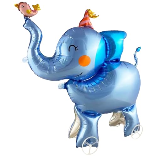 Elefant Folienballon XXL, Walking Elefant Ballon mit Rädern, 3D Tiere Luftballon Stehend, für Kinder Geburtstag Party Waldtiere Deko, Geschenk Mitgebsel Mädchen Junge, 1 Stück von Epokus